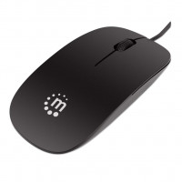 MANHATTAN SILHOUETTE SCULPTED WIRED MOUSE BLK 1000DPI USB OP