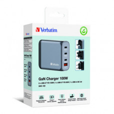VERBATIM GNC-100 GAN CHARGER 4 PORT 100W USB A/C (EU/UK/US)