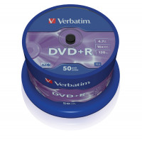 DVD+R, 16x, Branded, Silver Non Print Surface 50pk - 