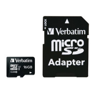 VERBATIM MICRO SDHC CARD 16GB CLASS 10 INCL ADAPTOR				