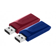 VERBATIM USB DRIVE 2.0 STORE ´N´ GO SLIDER 2 X 32GB RED/BLUE